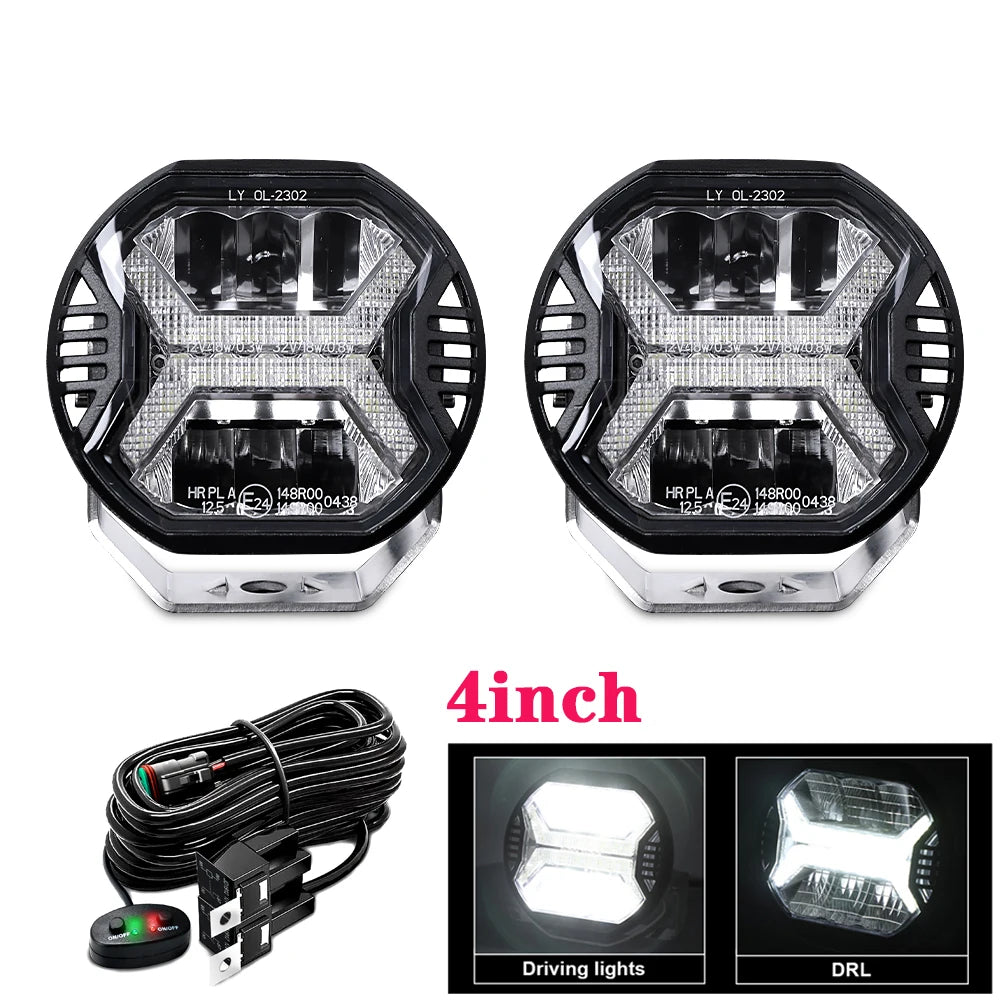 Emark Car LED Work Light bar 12V 24V Amber Drl Spot Light Bar for Truck Off Road 4x4 ATV UTV Boat Auxiliary Light for Motorcycle