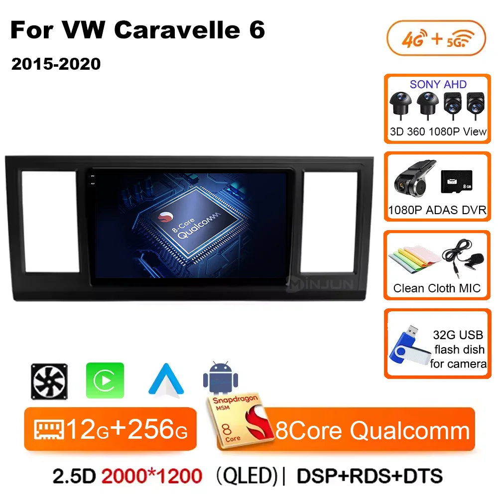 Android 15 Car Radio For VW Volkswagen Caravelle 6 T6 2015 - 2020 4G QLED
