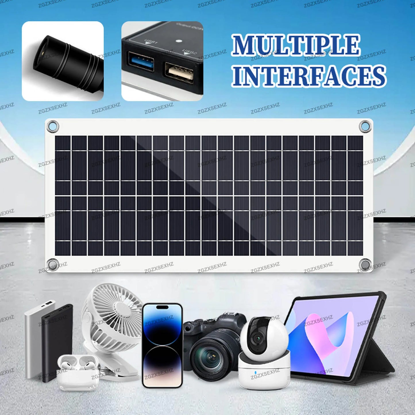 200W Solar Panel Kit, Portable Monocrystalline Solar Charger with Controller for Power Bank.