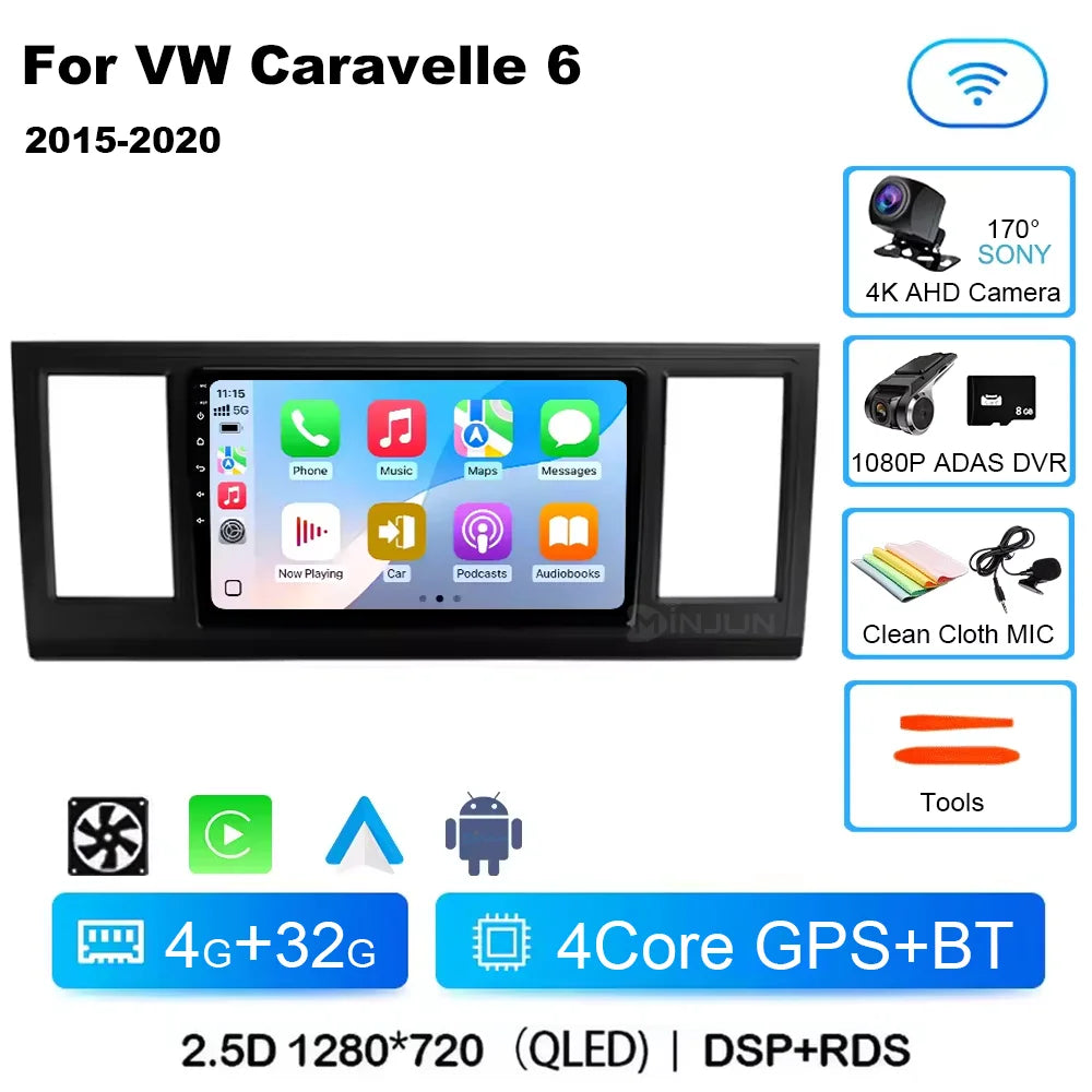 Android 15 Car Radio For VW Volkswagen Caravelle 6 T6 2015 - 2020 4G QLED