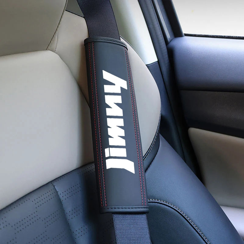 2Pcs Car Accessories for Suzuki Jimny Emblem 2015-2021 Leather Seat Belt Shoulder Cover Protection