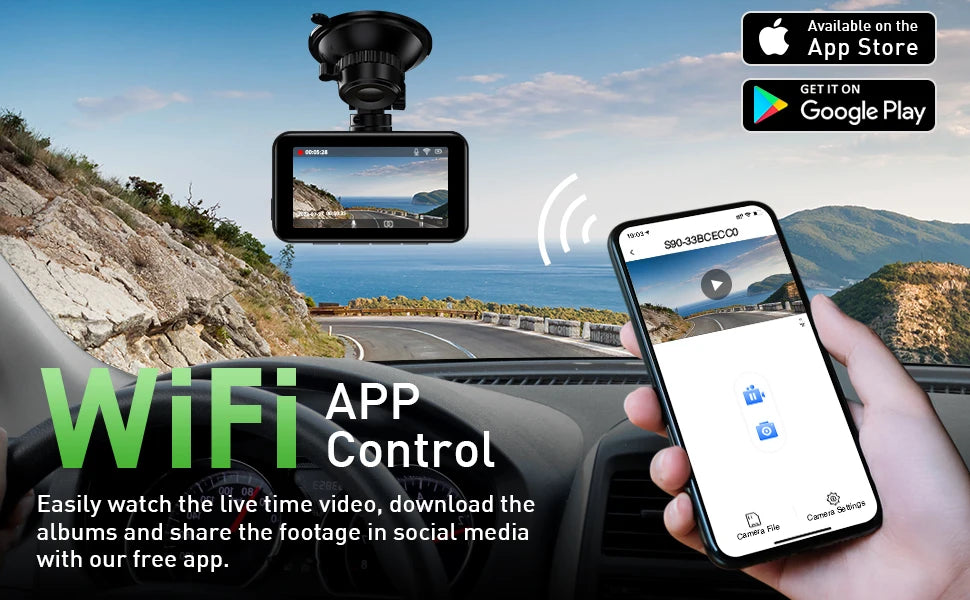 Dash Cam for Cars Car Camera Dash Cam 4K WIFI Camera for Car Front and Rear Dash Camera Black Box 24H Parking Mode Recorder