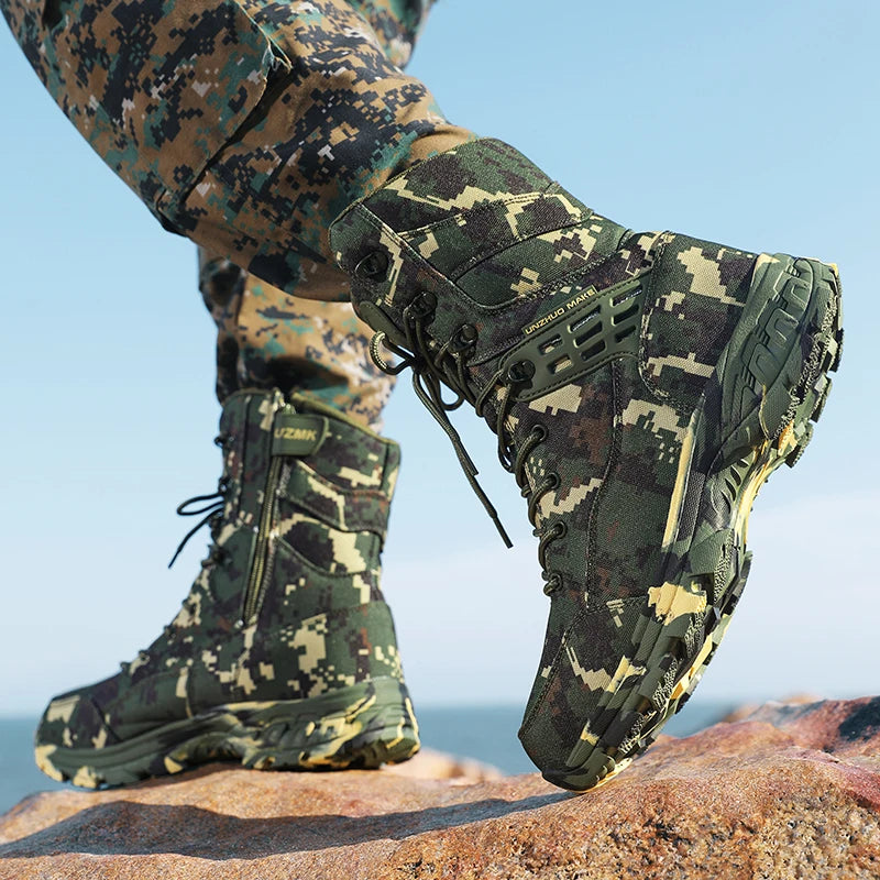 Men's Camouflage Tactical British Desert Boots. Waterproof.