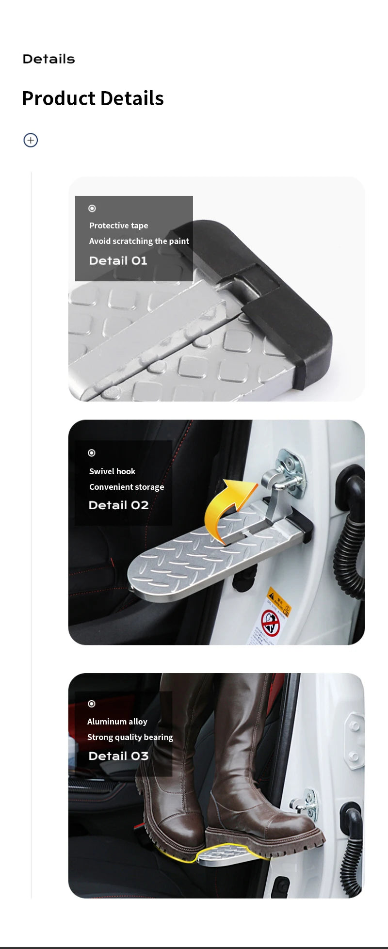 Car Door Step Safety Hammer Universal Auto Roof Rack Step. Designed for Suzuki Jimny but fits all SUV.