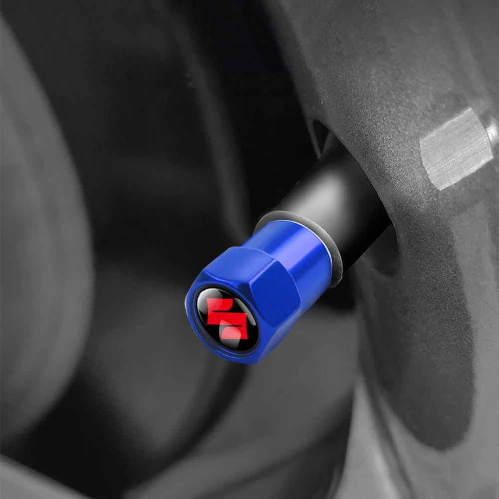 4Pcs/set Car Wheel Tire Valve Caps Air Stem Dust Covers For Suzuki Swift Sport Vitara Jimny SX4 Alto Splash Wagon Baleno Ignis