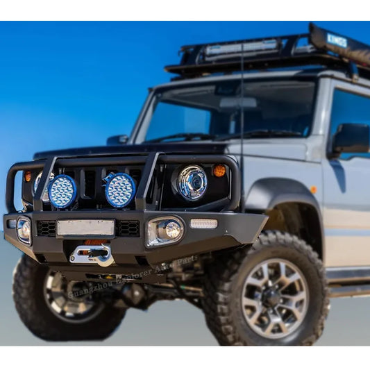 HM Steel Front Bumper For Suzuki Jimny Acce JB74 JB64 JB74W JB64W With LED With Winch Support Bull Bar For Suzuki Jimny Body Kit