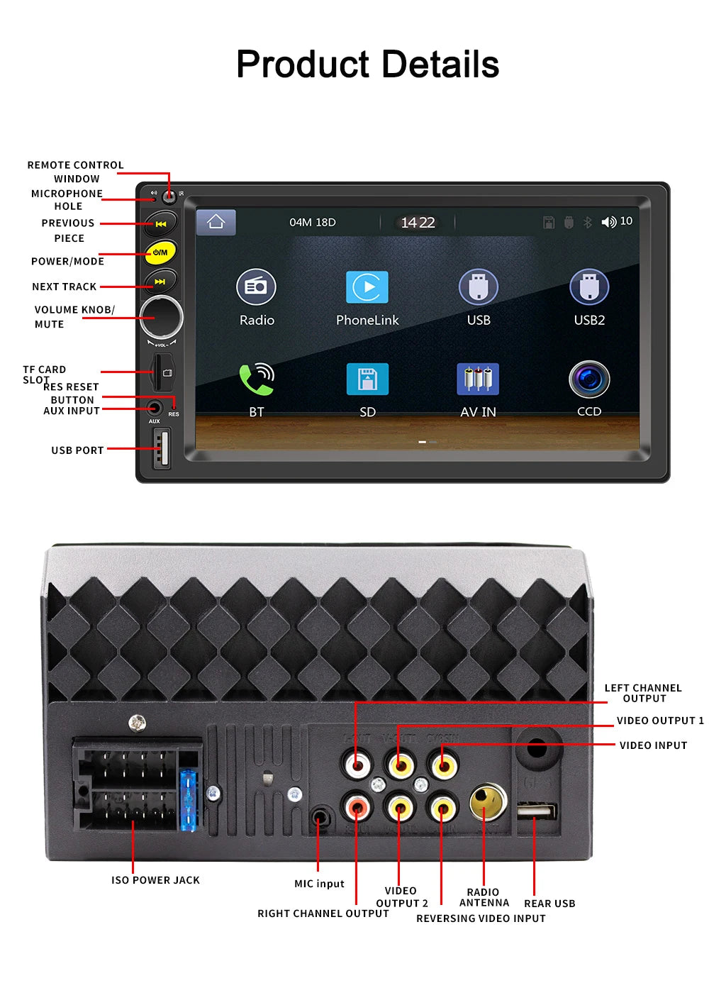 7/9/10 inch Universal Android 13 Car Radio 64G Autoradio android 2 Din car radio GPS BT Central Multimedia Smart car systems