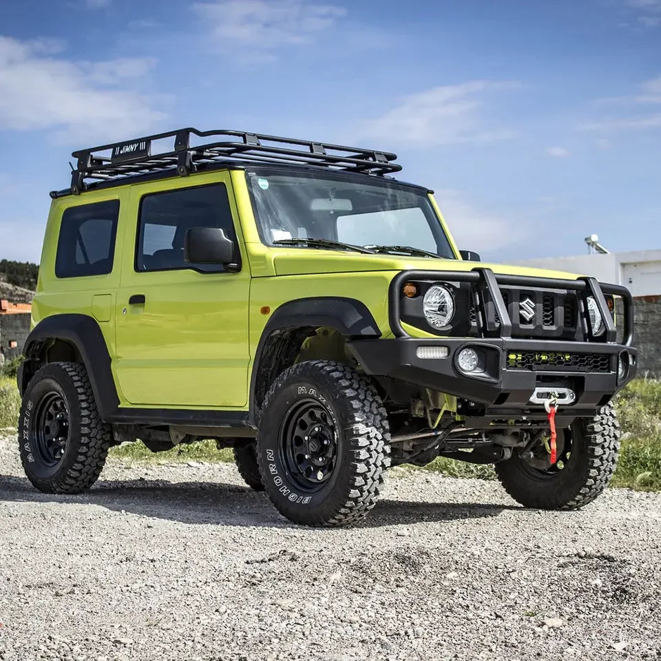 HM Steel Front Bumper For Suzuki Jimny Acce JB74 JB64 JB74W JB64W With LED With Winch Support Bull Bar For Suzuki Jimny Body Kit