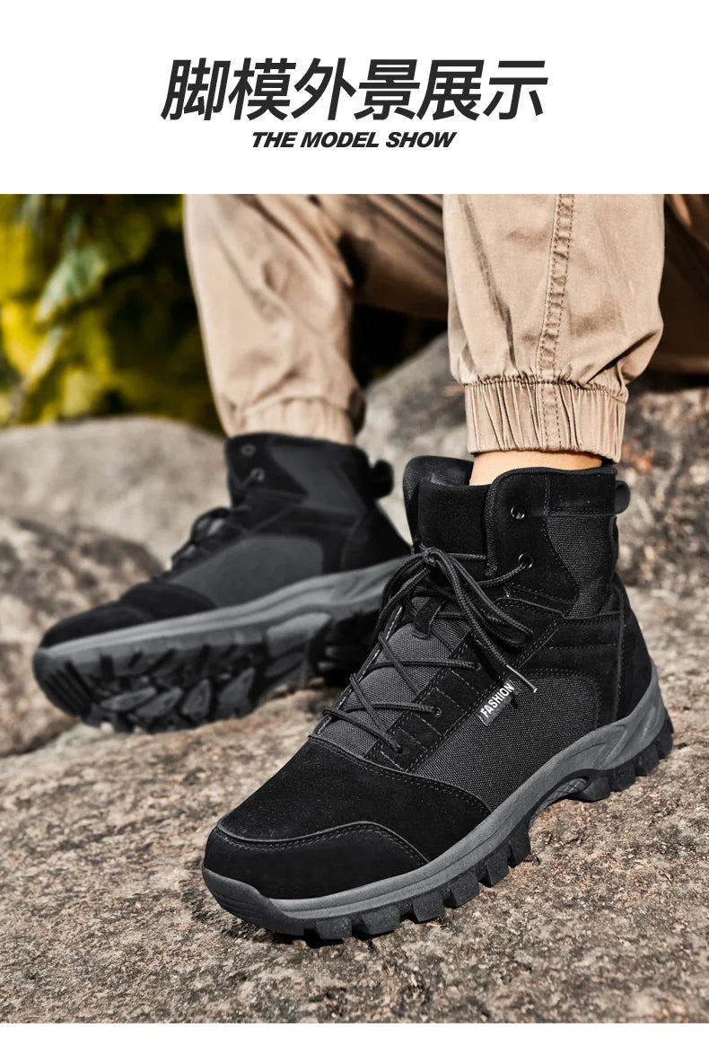 New Autumn-winter High-top Outdoor Boots - Desert Boots, Anti-slip and Wear-resistant Hiking Shoes, Mountaineering Shoes