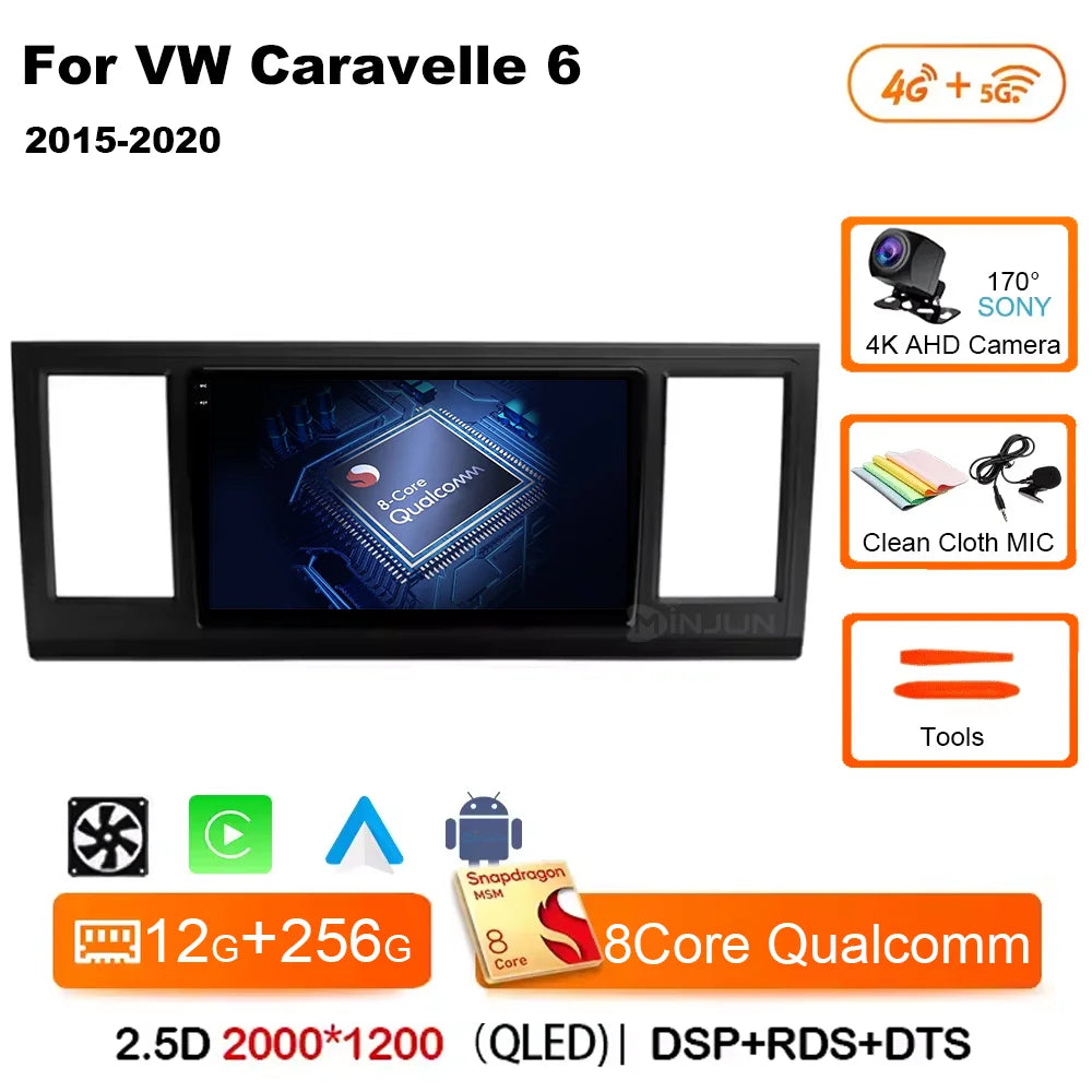 Android 15 Car Radio For VW Volkswagen Caravelle 6 T6 2015 - 2020 4G QLED