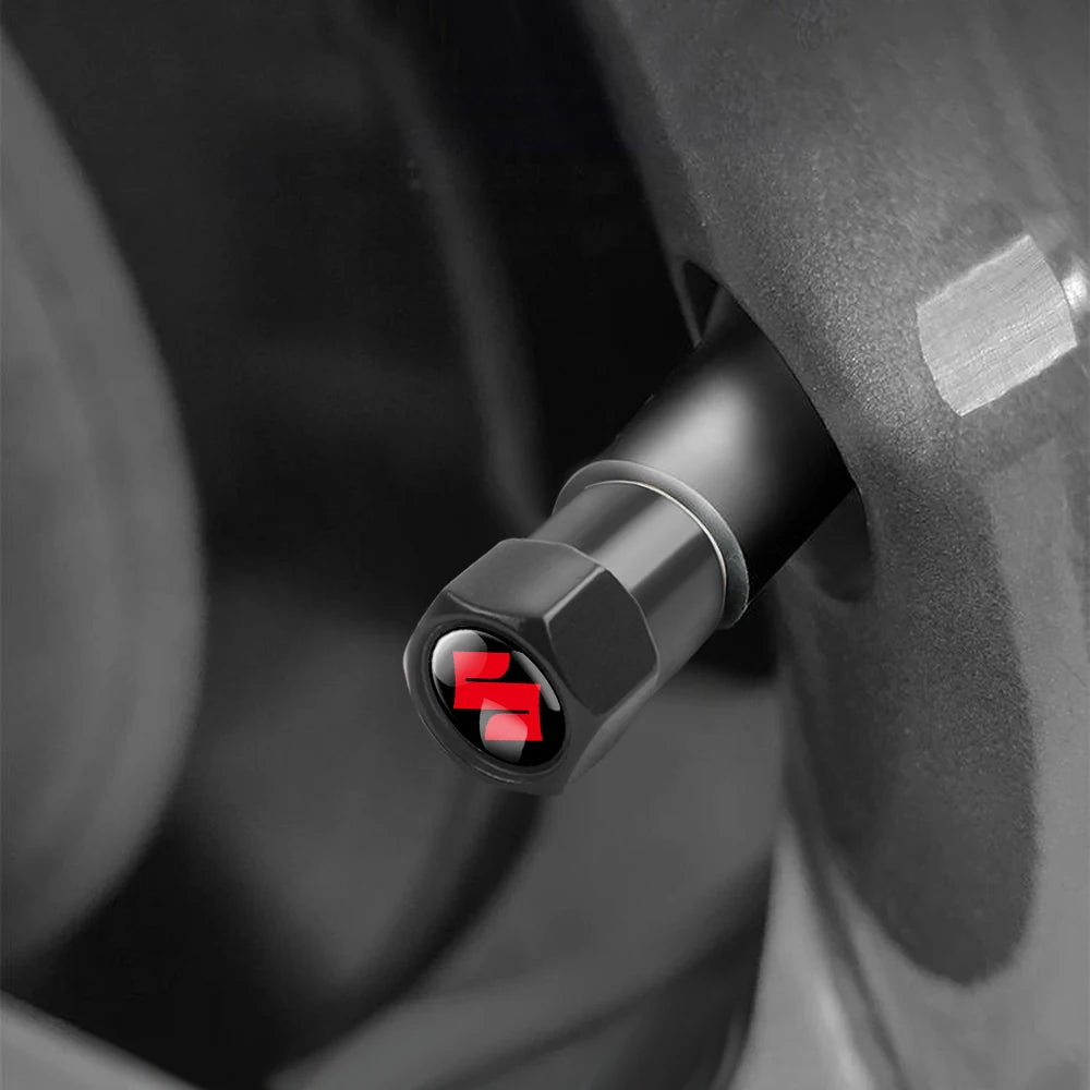 4Pcs/set Car Wheel Tire Valve Caps Air Stem Dust Covers For Suzuki Swift Sport Vitara Jimny SX4 Alto Splash Wagon Baleno Ignis