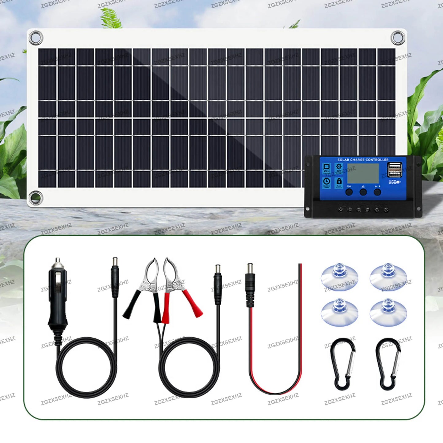 200W Solar Panel Kit, Portable Monocrystalline Solar Charger with Controller for Power Bank.