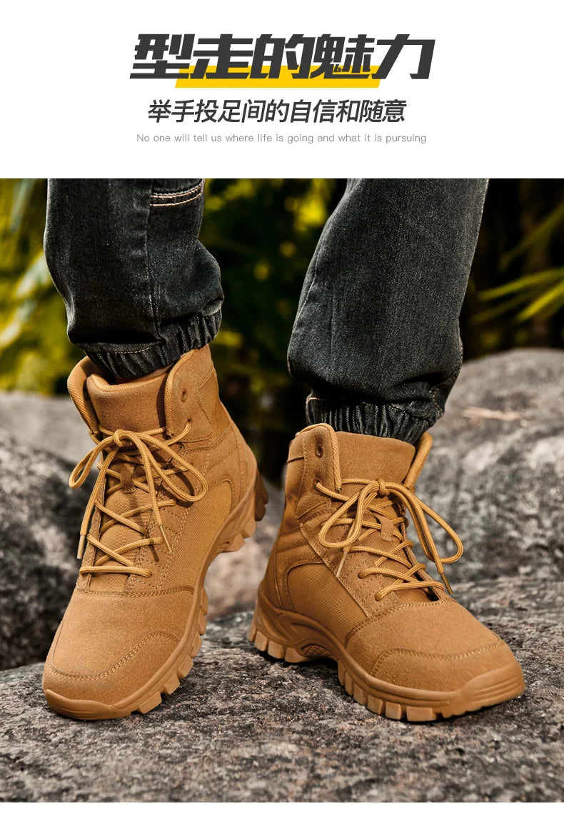 New Autumn-winter High-top Outdoor Boots - Desert Boots, Anti-slip and Wear-resistant Hiking Shoes, Mountaineering Shoes