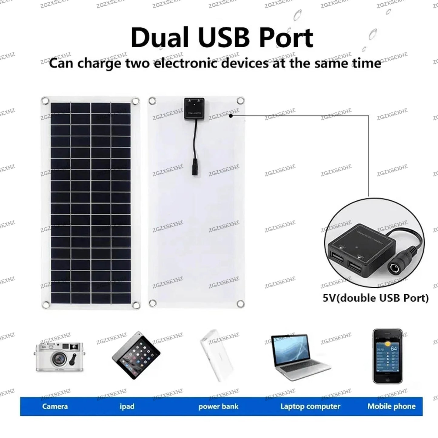 200W Solar Panel Kit, Portable Monocrystalline Solar Charger with Controller for Power Bank.