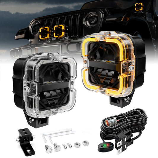 NEW 2026 SPECIAL - 4" (98,5mm) Amazing Look - LED Work Light White & Amber DRL for Offroad recreational or poor visibility enviroments.