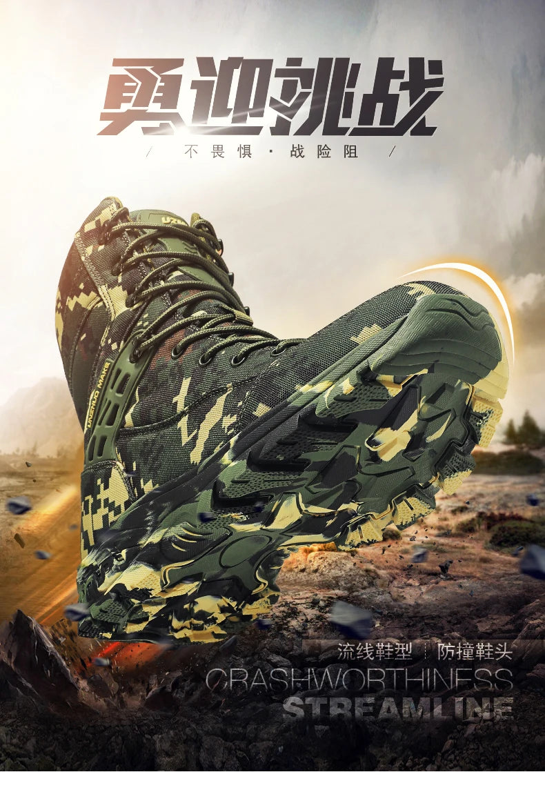 Men's Camouflage Tactical British Desert Boots. Waterproof.