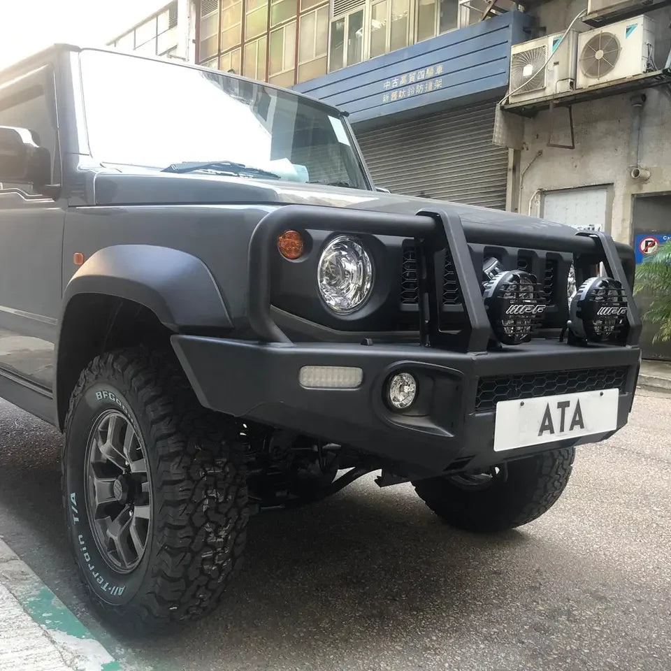 HM Steel Front Bumper For Suzuki Jimny Acce JB74 JB64 JB74W JB64W With LED With Winch Support Bull Bar For Suzuki Jimny Body Kit