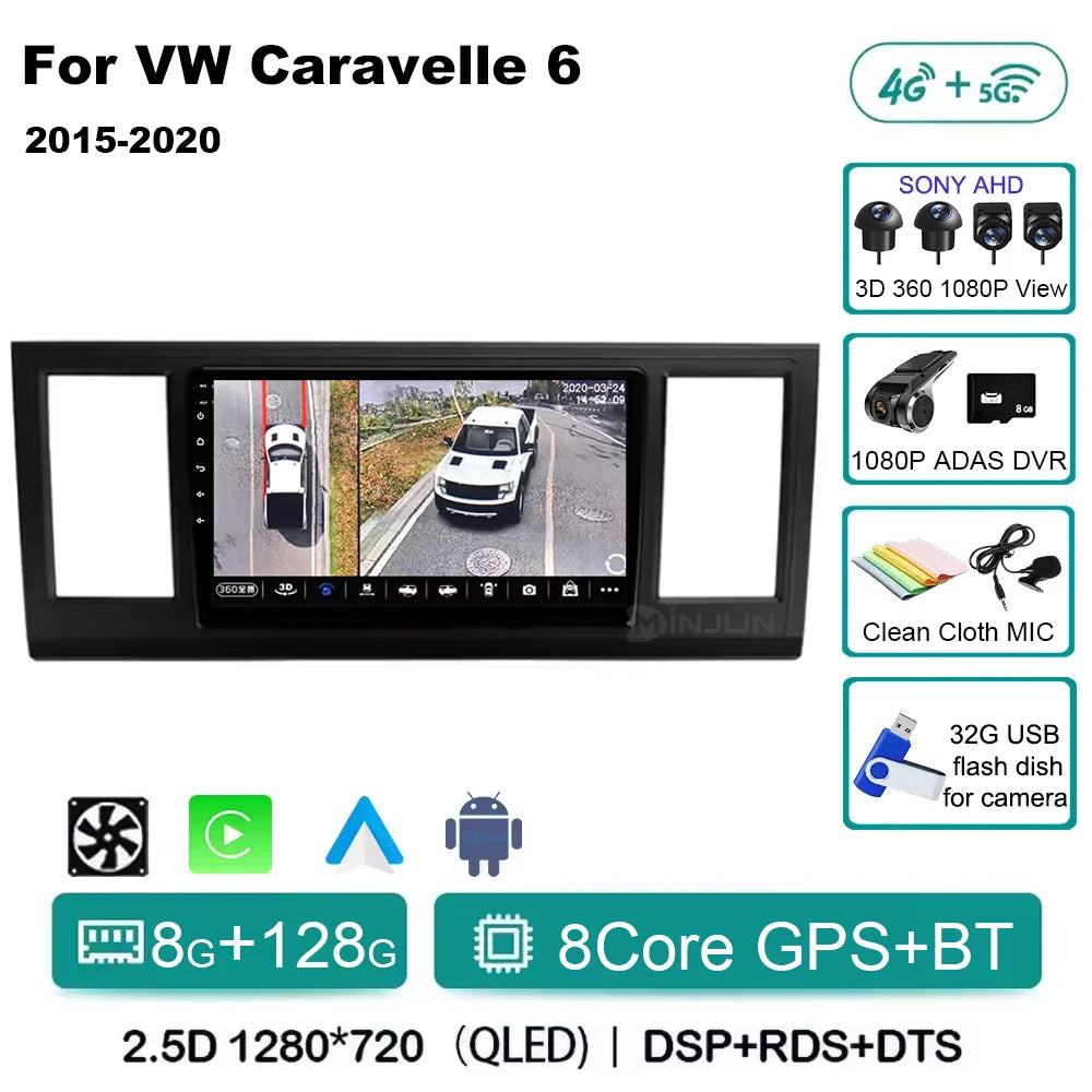 Android 15 Car Radio For VW Volkswagen Caravelle 6 T6 2015 - 2020 4G QLED