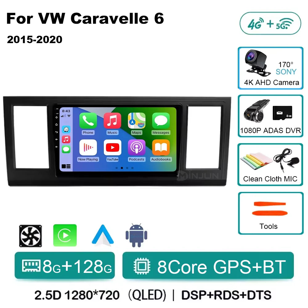 Android 15 Car Radio For VW Volkswagen Caravelle 6 T6 2015 - 2020 4G QLED