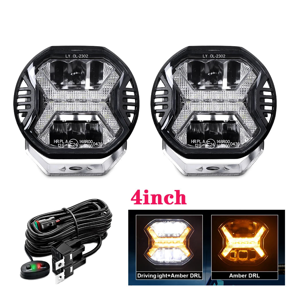 Emark Car LED Work Light bar 12V 24V Amber Drl Spot Light Bar for Truck Off Road 4x4 ATV UTV Boat Auxiliary Light for Motorcycle