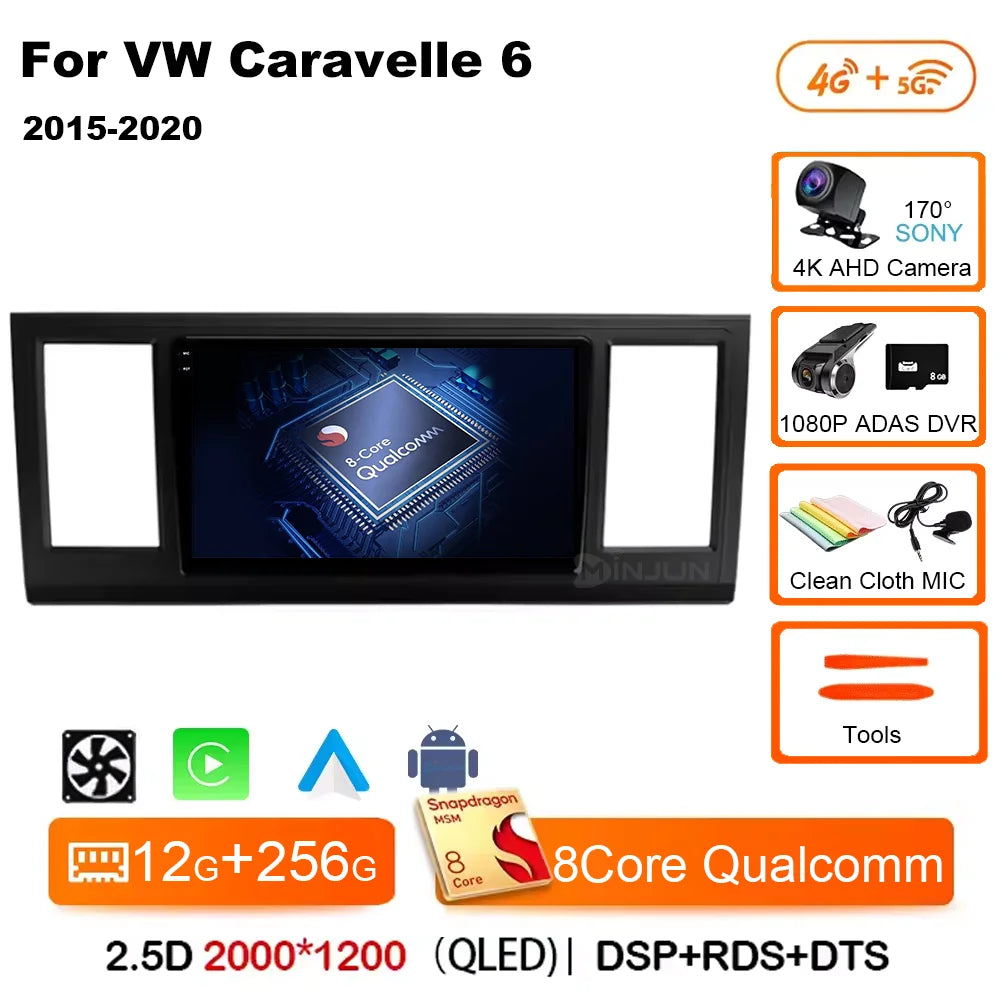 Android 15 Car Radio For VW Volkswagen Caravelle 6 T6 2015 - 2020 4G QLED