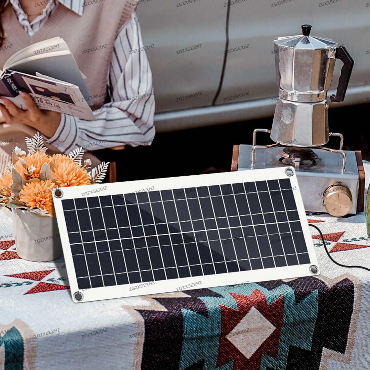 200W Solar Panel Kit, Portable Monocrystalline Solar Charger with Controller for Power Bank.