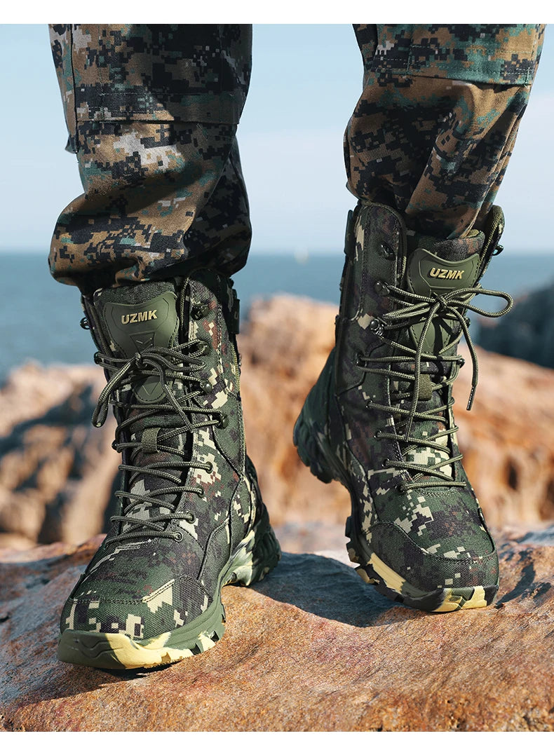 Men's Camouflage Tactical British Desert Boots. Waterproof.