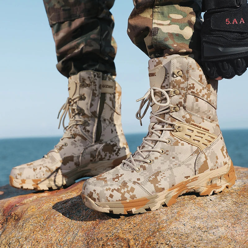 Men's Camouflage Tactical British Desert Boots. Waterproof.
