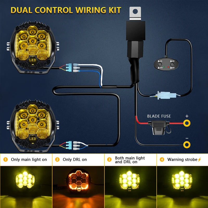Automobile LED Sport Work Lamps for Lada Offroad 4X4 vehicle Auxiliary Lights led 7 INCH Combo Driving Lamp Headlamp