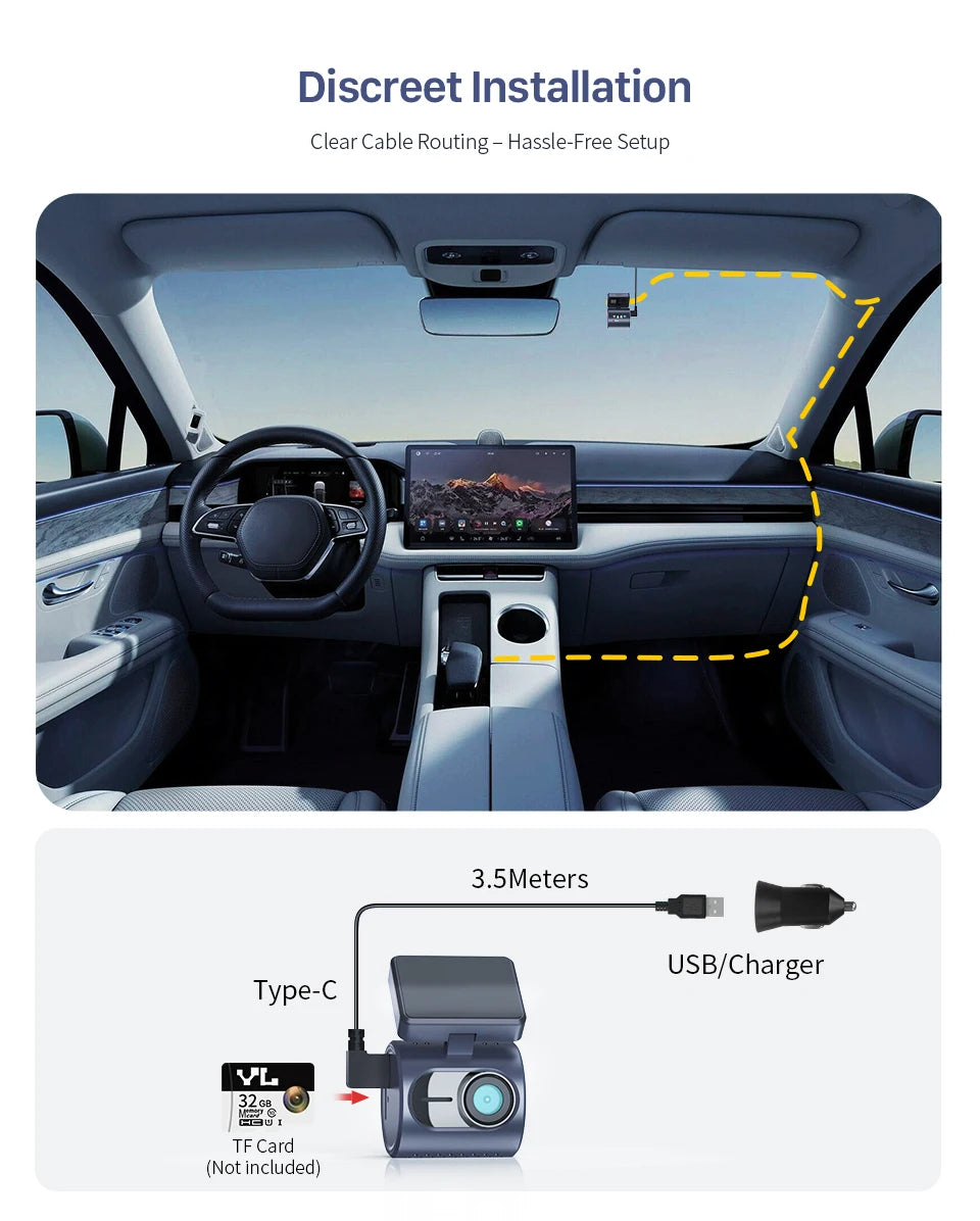 2K KAWA MINI 3 Pro Cameras for Car DVR Tiny Dash Cam 24 Parking Auto Video Recorder WiFi APP Voice Control Car dashcam