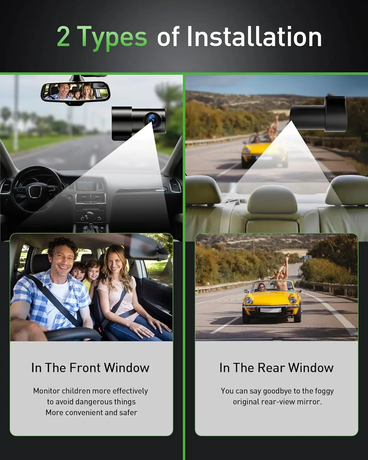 Dash Cam for Cars Car Camera Dash Cam 4K WIFI Camera for Car Front and Rear Dash Camera Black Box 24H Parking Mode Recorder