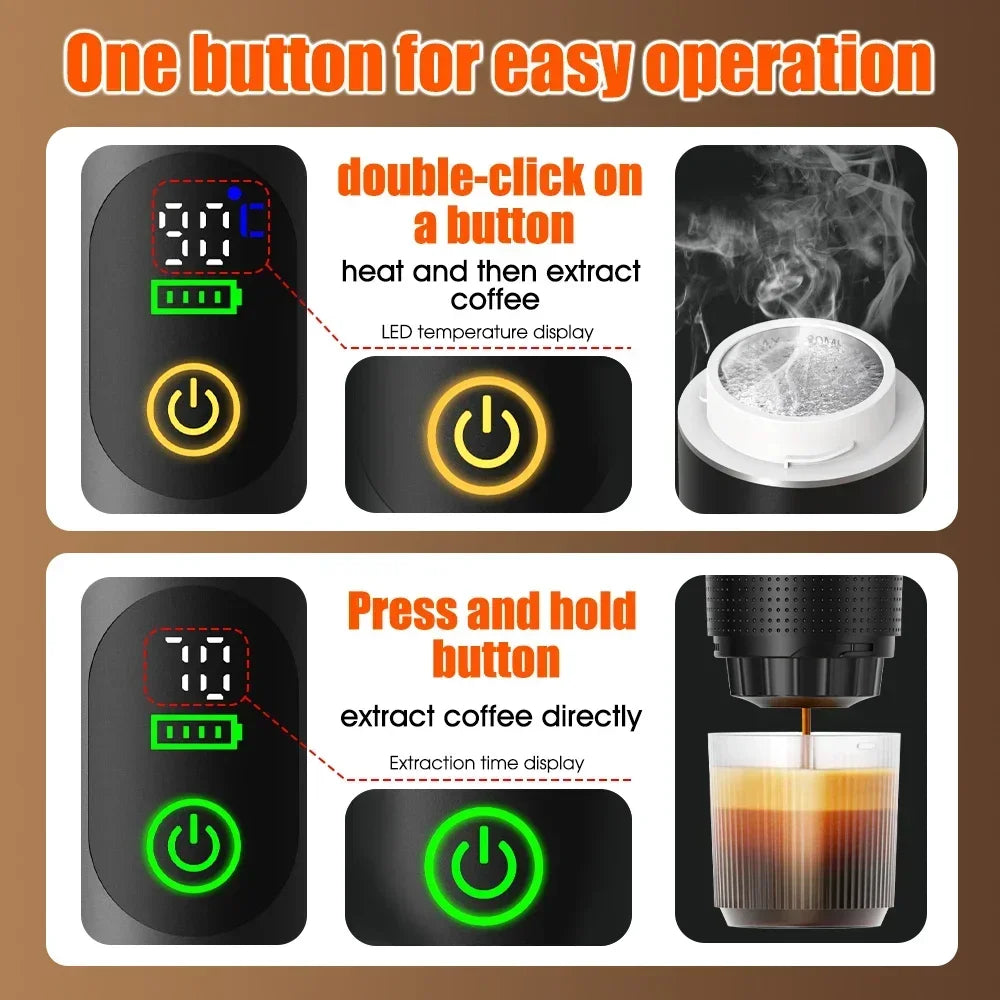 DENOKIN - German Design Portable Espresso Coffee Machine With Digital Display.