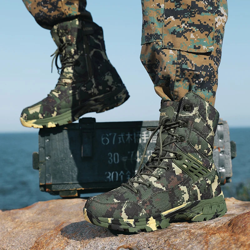 Men's Camouflage Tactical British Desert Boots. Waterproof.