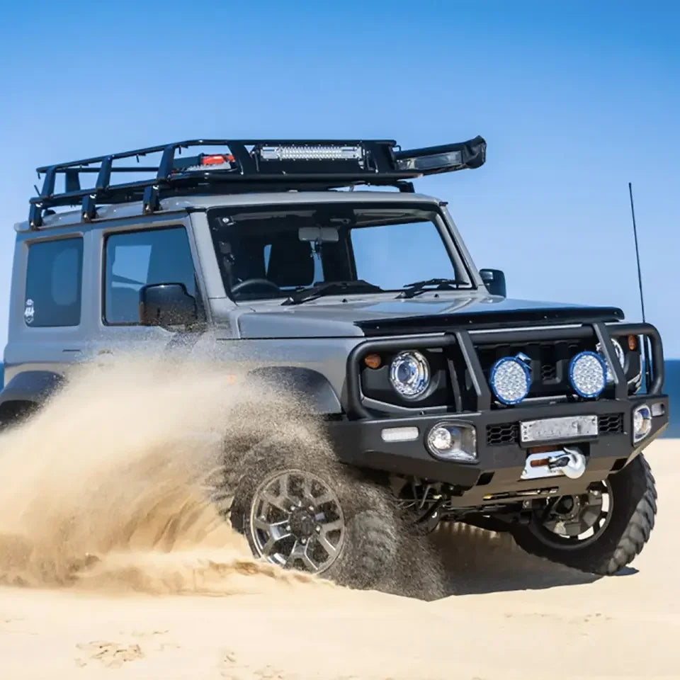 HM Steel Front Bumper For Suzuki Jimny Acce JB74 JB64 JB74W JB64W With LED With Winch Support Bull Bar For Suzuki Jimny Body Kit