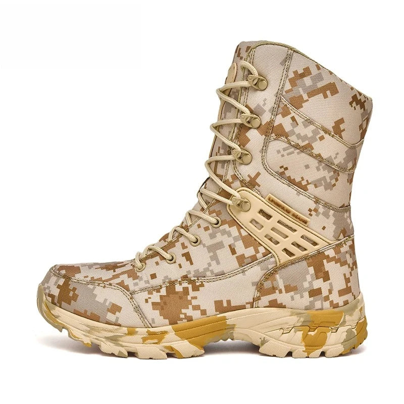 Men's Camouflage Tactical British Desert Boots. Waterproof.