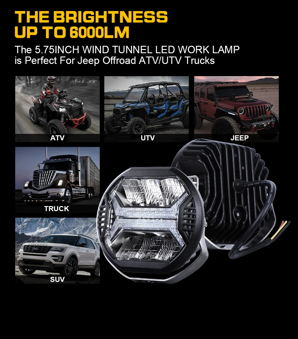 Emark Car LED Work Light bar 12V 24V Amber Drl Spot Light Bar for Truck Off Road 4x4 ATV UTV Boat Auxiliary Light for Motorcycle