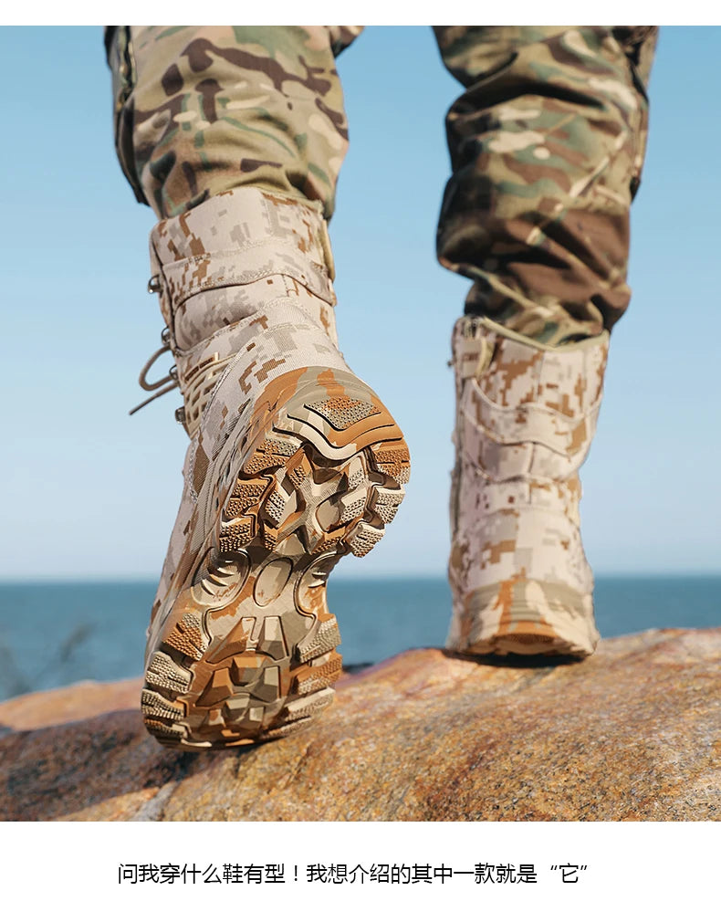 Men's Camouflage Tactical British Desert Boots. Waterproof.
