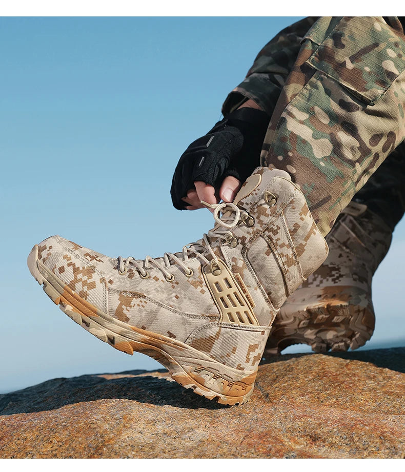 Men's Camouflage Tactical British Desert Boots. Waterproof.
