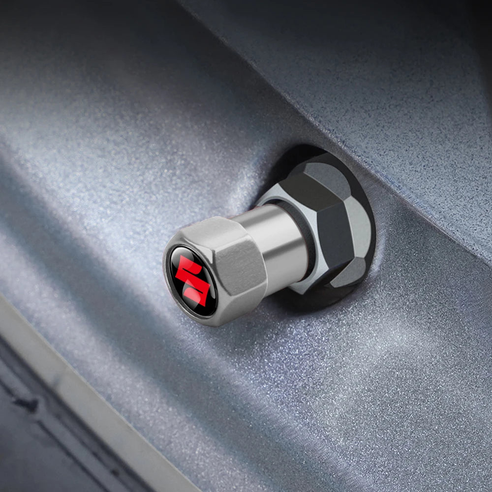 4Pcs/set Car Wheel Tire Valve Caps Air Stem Dust Covers For Suzuki Swift Sport Vitara Jimny SX4 Alto Splash Wagon Baleno Ignis