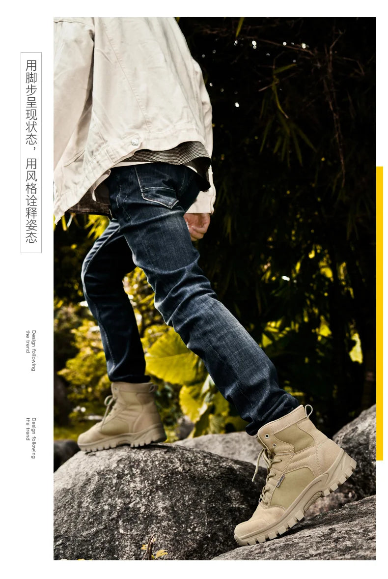 New Autumn-winter High-top Outdoor Boots - Desert Boots, Anti-slip and Wear-resistant Hiking Shoes, Mountaineering Shoes