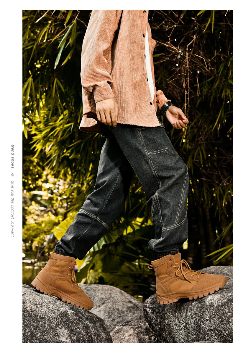 New Autumn-winter High-top Outdoor Boots - Desert Boots, Anti-slip and Wear-resistant Hiking Shoes, Mountaineering Shoes