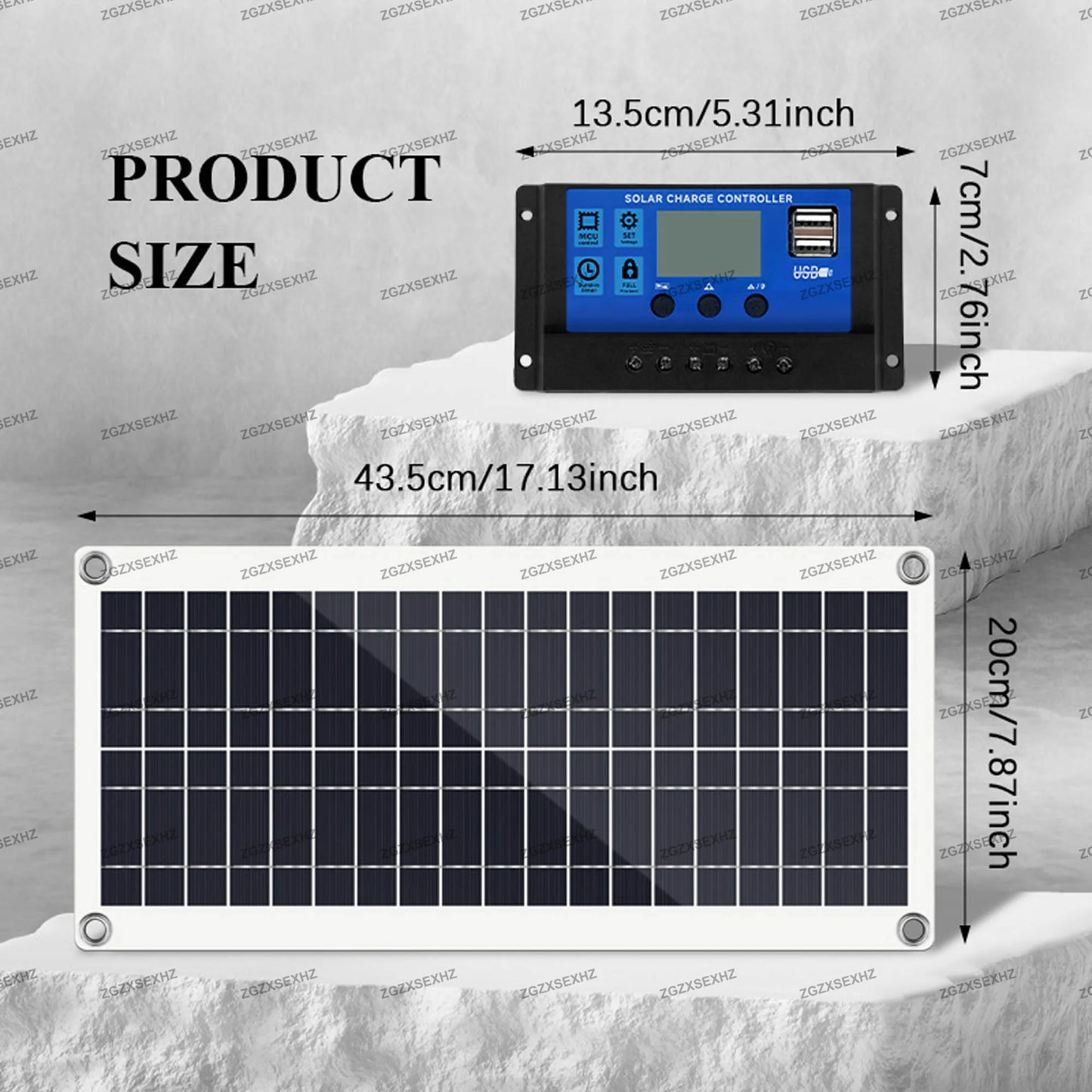 200W Solar Panel Kit, Portable Monocrystalline Solar Charger with Controller for Power Bank.