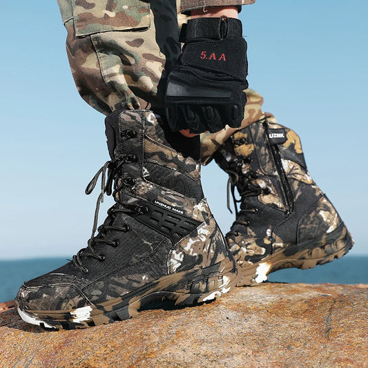 Men's Camouflage Tactical British Desert Boots. Waterproof.