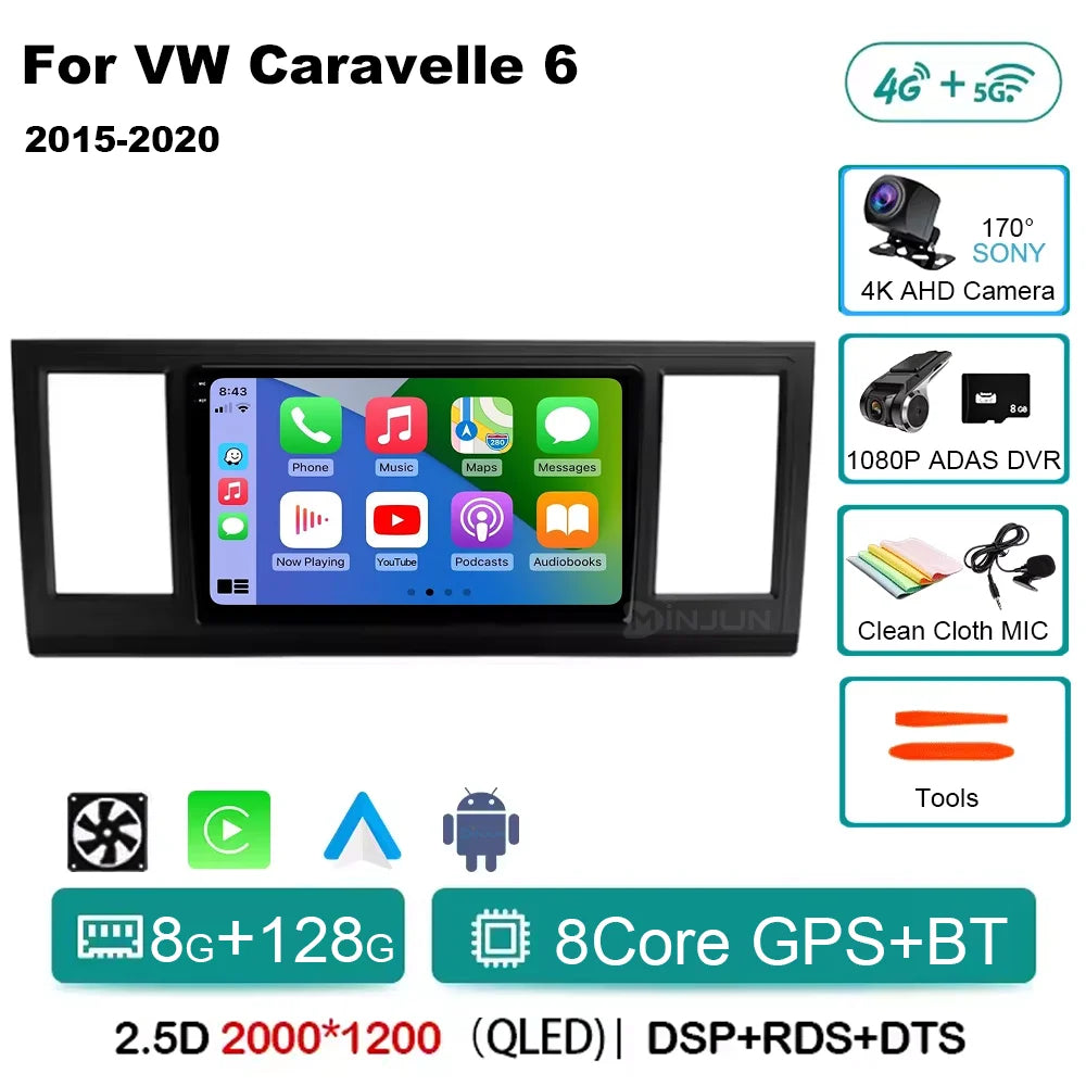 Android 15 Car Radio For VW Volkswagen Caravelle 6 T6 2015 - 2020 4G QLED