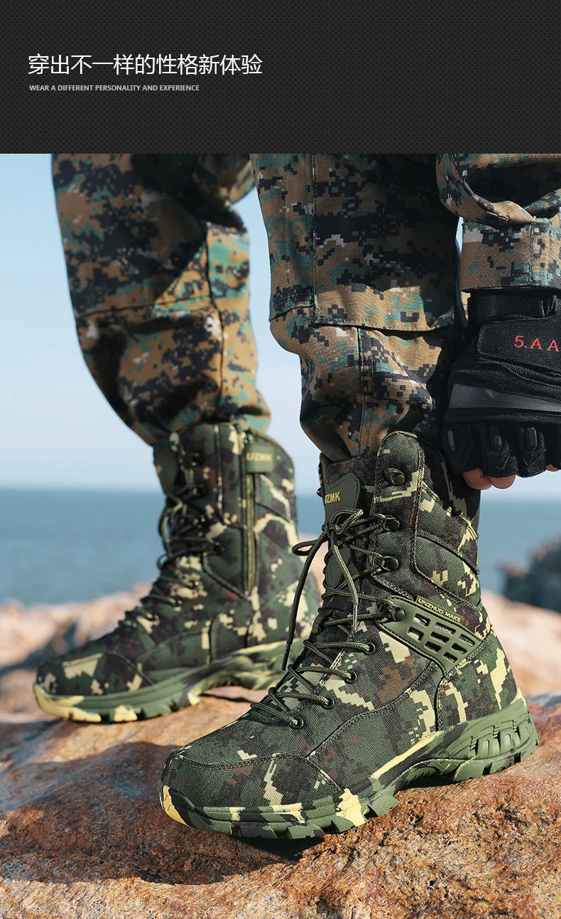 Men's Camouflage Tactical British Desert Boots. Waterproof.