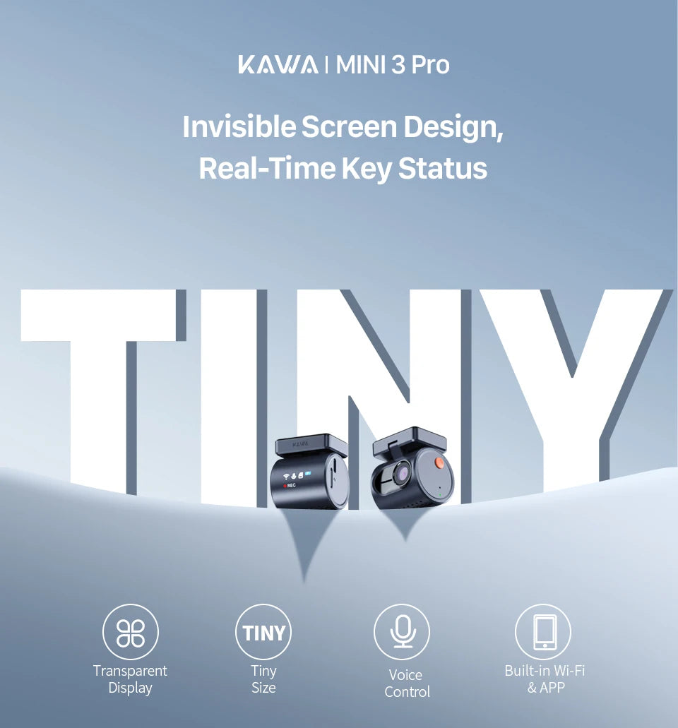 2K KAWA MINI 3 Pro Cameras for Car DVR Tiny Dash Cam 24 Parking Auto Video Recorder WiFi APP Voice Control Car dashcam