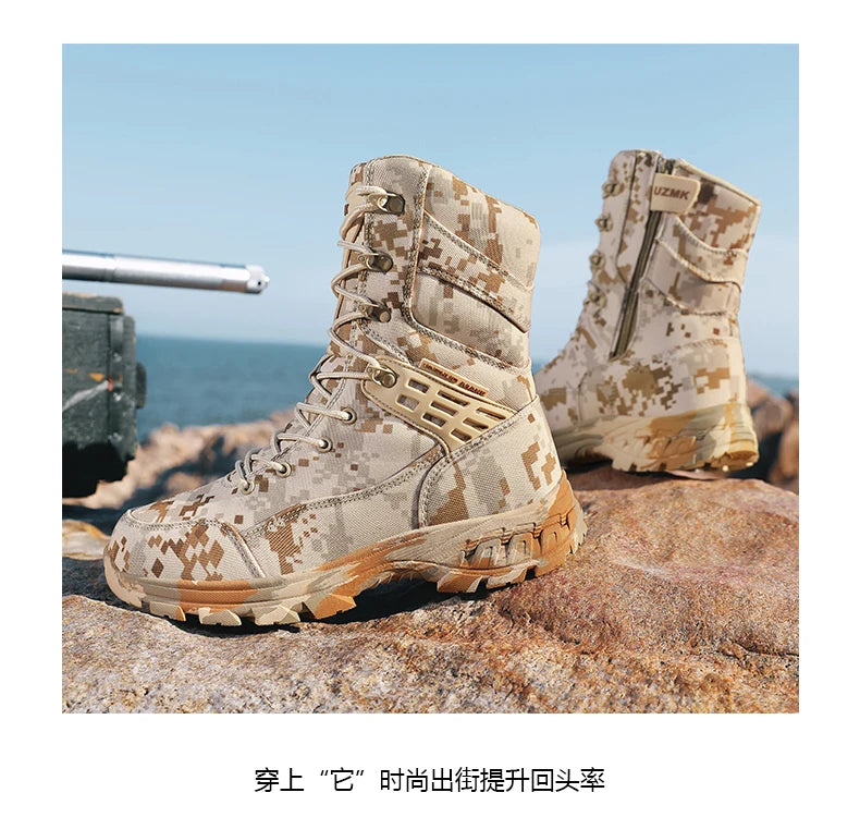 Men's Camouflage Tactical British Desert Boots. Waterproof.