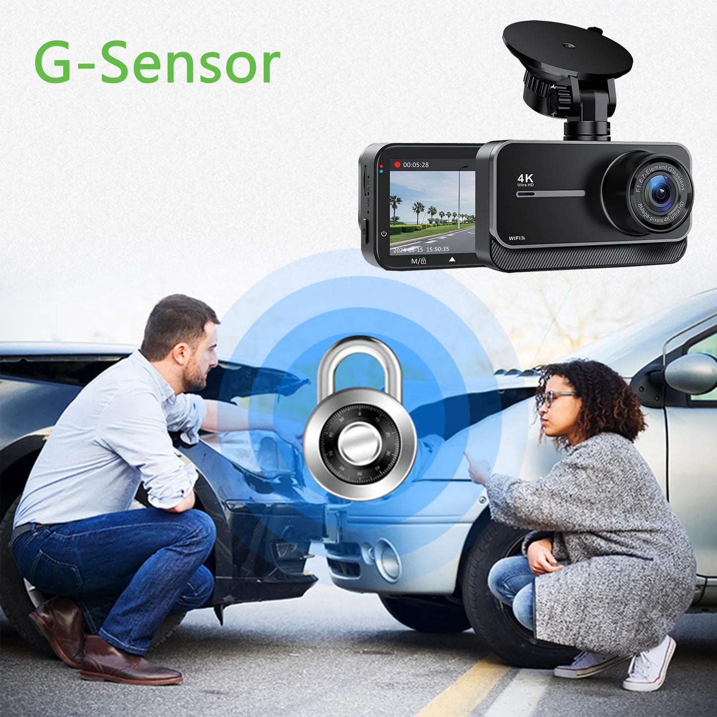Dash Cam for Cars Car Camera Dash Cam 4K WIFI Camera for Car Front and Rear Dash Camera Black Box 24H Parking Mode Recorder