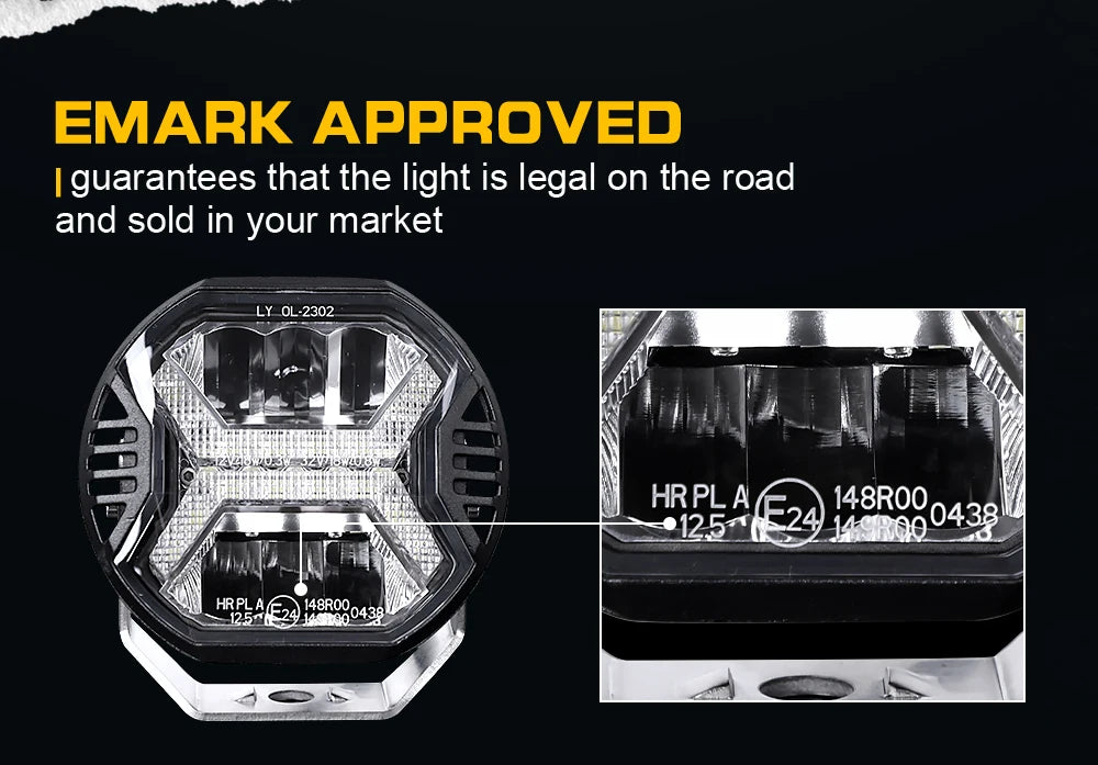 Emark Car LED Work Light bar 12V 24V Amber Drl Spot Light Bar for Truck Off Road 4x4 ATV UTV Boat Auxiliary Light for Motorcycle