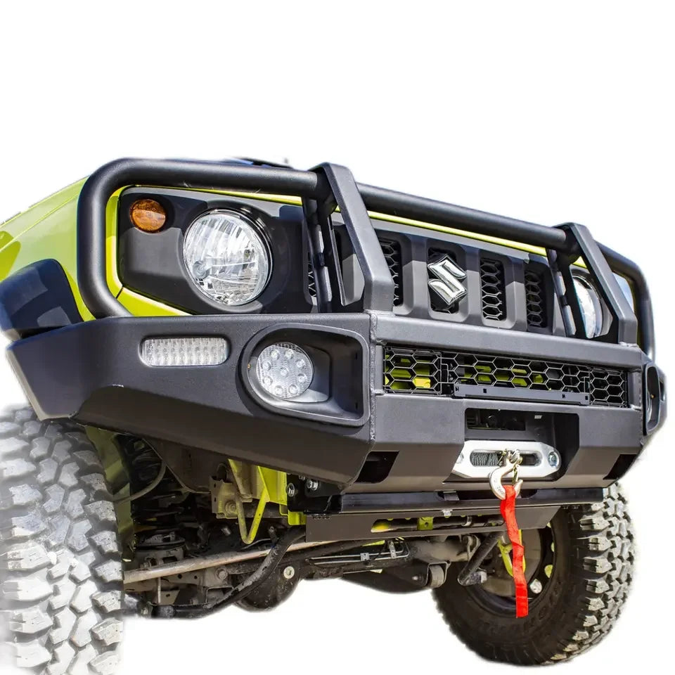 HM Steel Front Bumper For Suzuki Jimny Acce JB74 JB64 JB74W JB64W With LED With Winch Support Bull Bar For Suzuki Jimny Body Kit